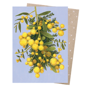 earth greetings card - golden wattle